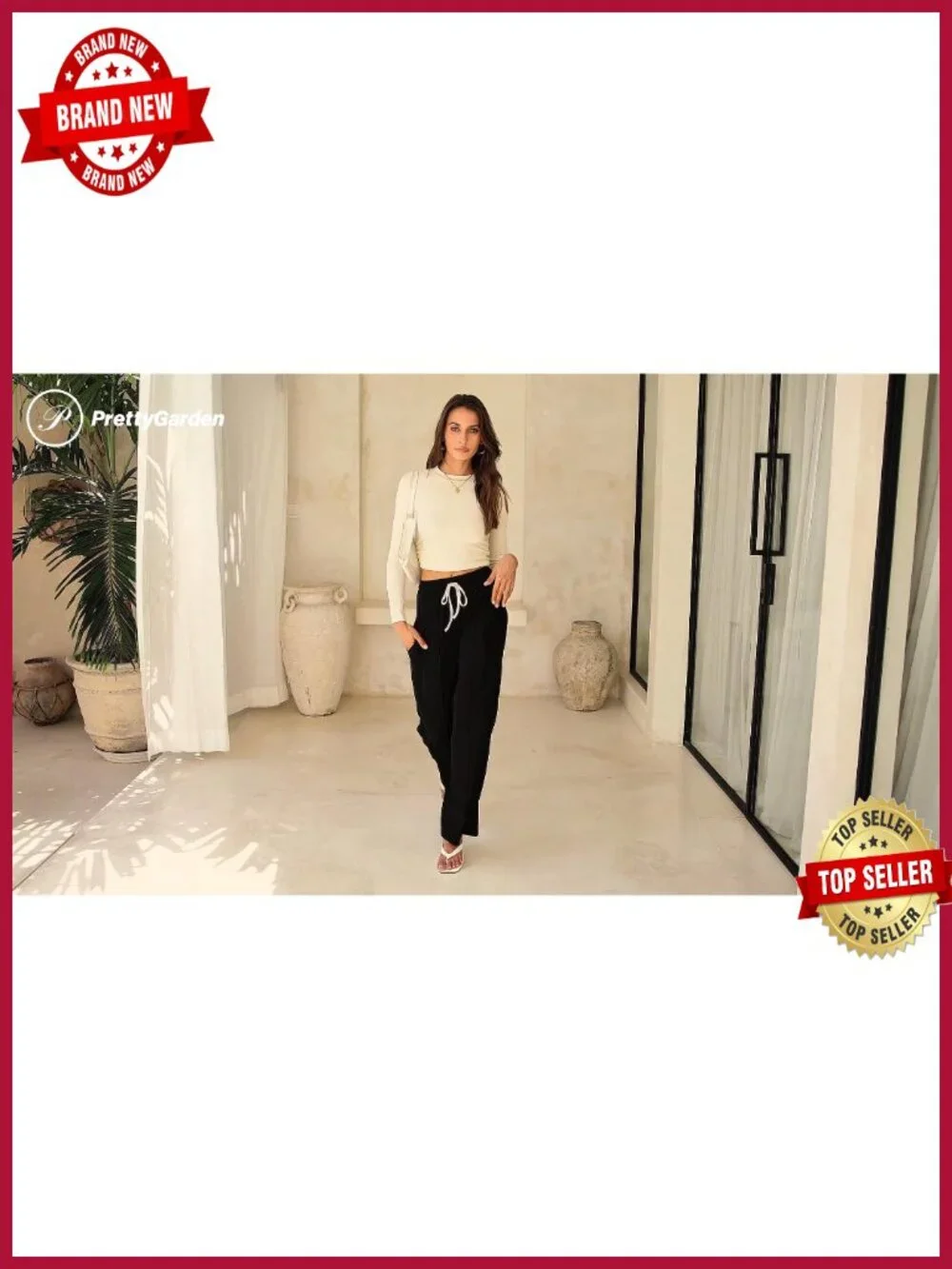 Two Piece Ribbed Knit Lounge Set Crop Top Wide Leg Pants